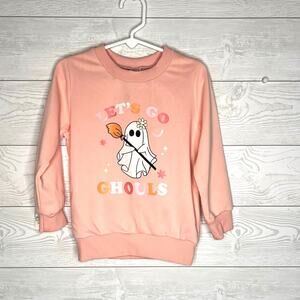 Halloween "Let's Be Ghouls" peach crew sweatshirt toddler girl Size 3T